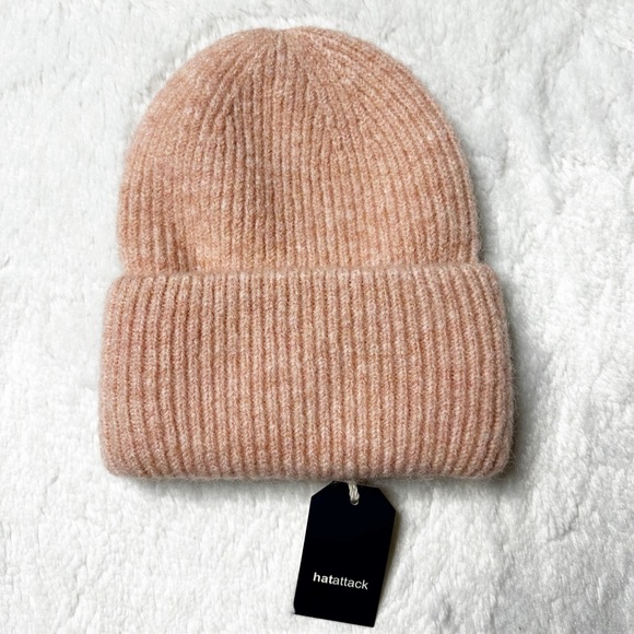 NWT Revolve Hat Attack Color Bar Ribbed Knit Beanie in Blush Women’s OS - Picture 2 of 7
